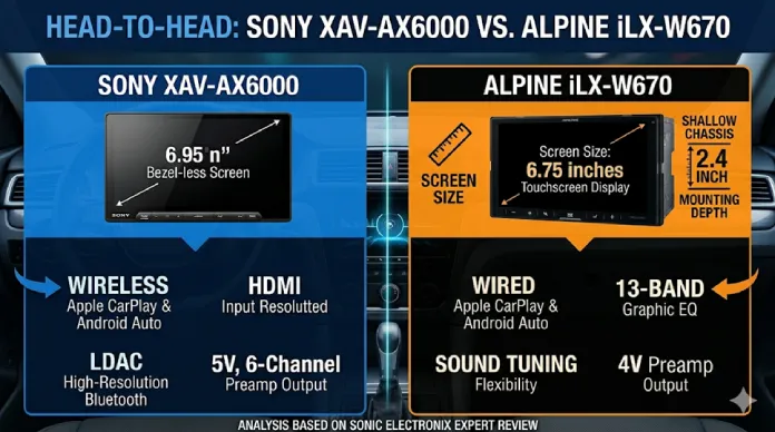 Sony XAV AX6000 vs Alpine iLX W670 Comparison